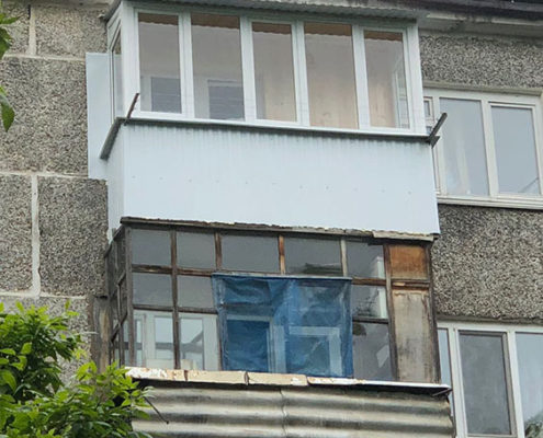балкон с крышей в хрущевке